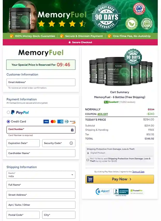 MemoryFuel MemoryFuel Order Page